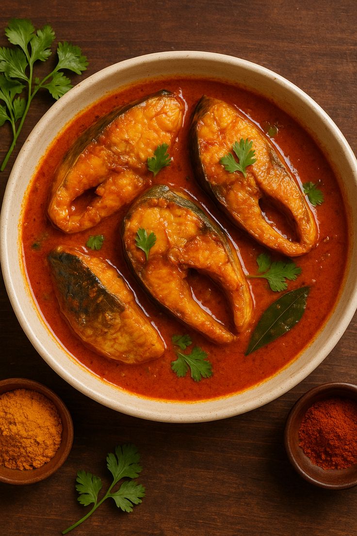 Traditional Kokan speciality Surmai Kalwan presented in its local setting