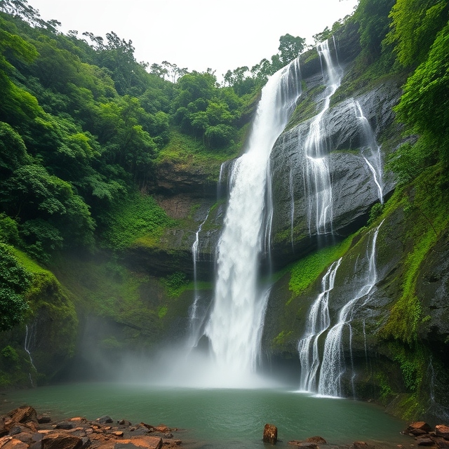 Scenic view of Vyaghreshwar Waterfall, a heritage or nature destination in Kokan