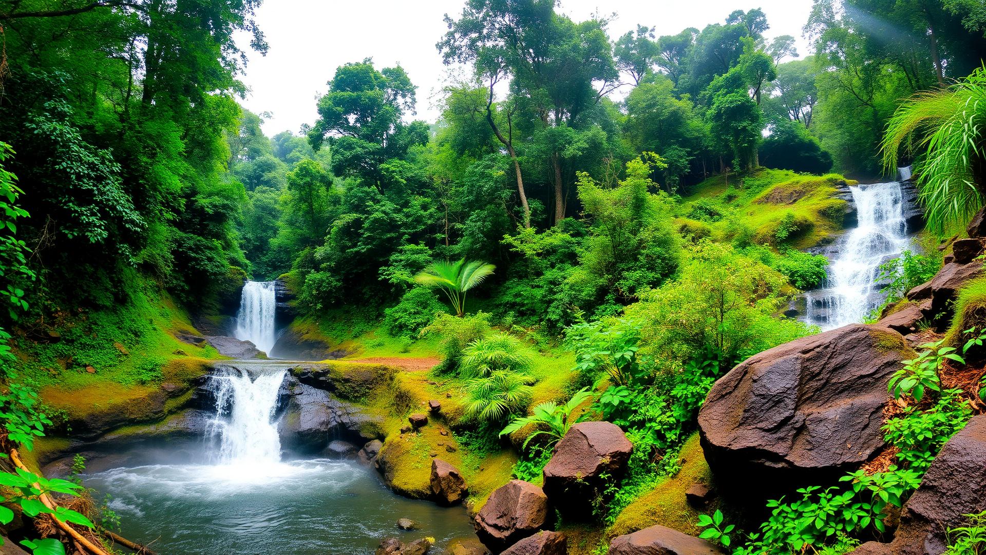 Waterfall in the lush Sahyadri forests of Kokan
